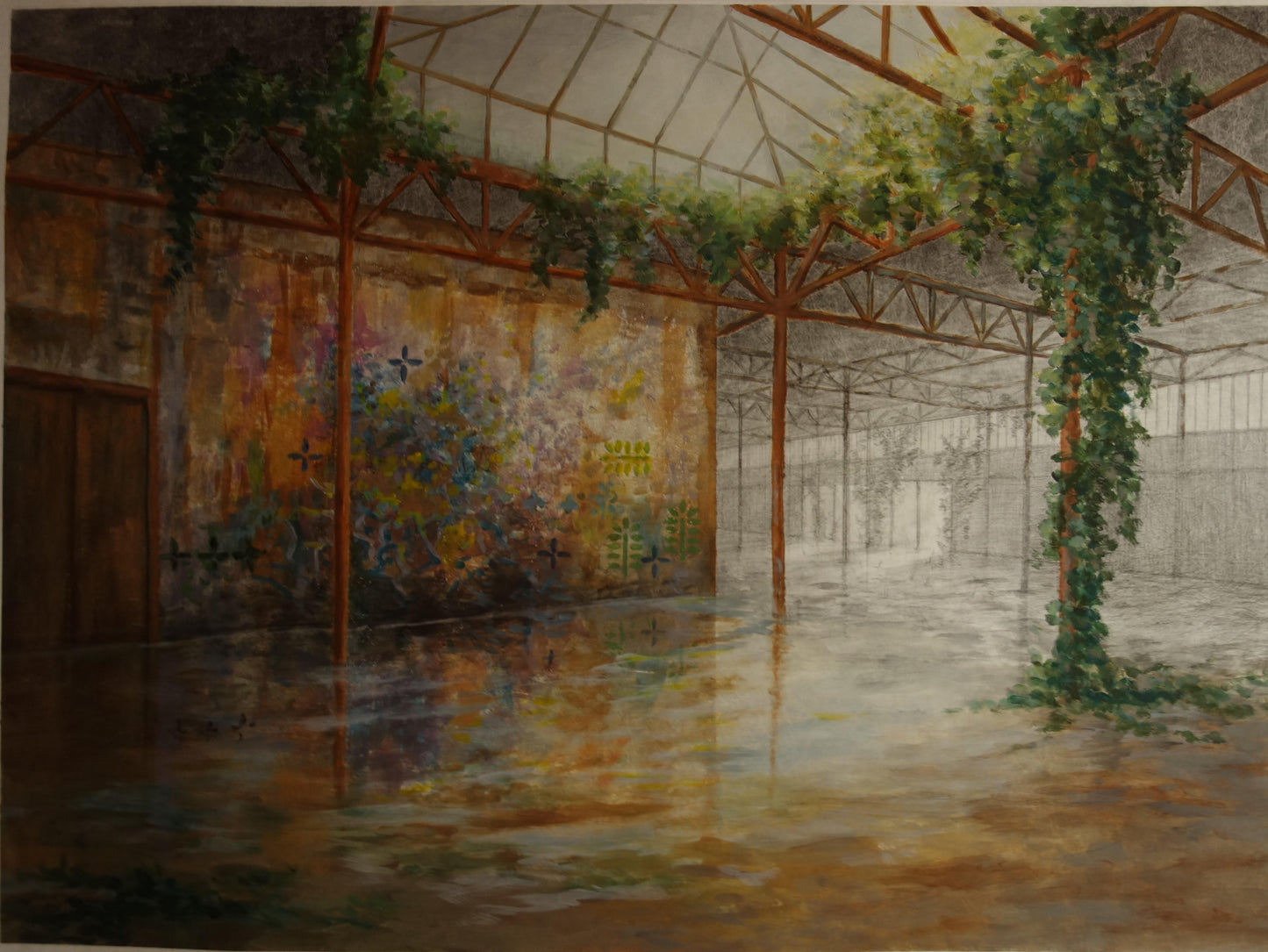 Colorful wall in empty space