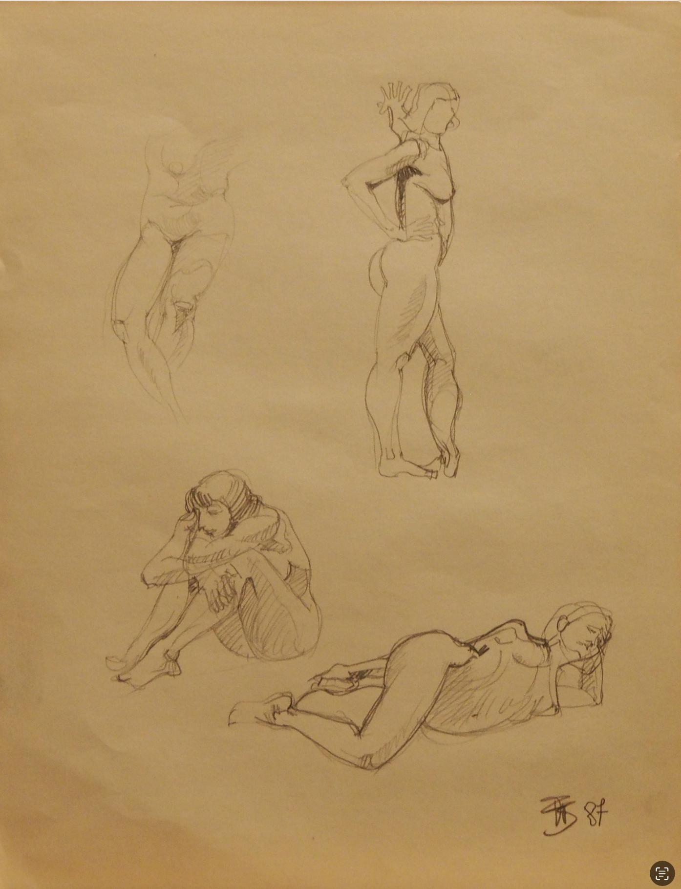 Boceto a lápiz de desnudo