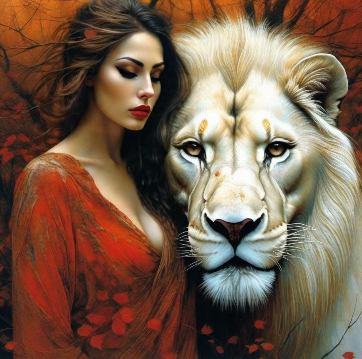 Woman with lion 4
