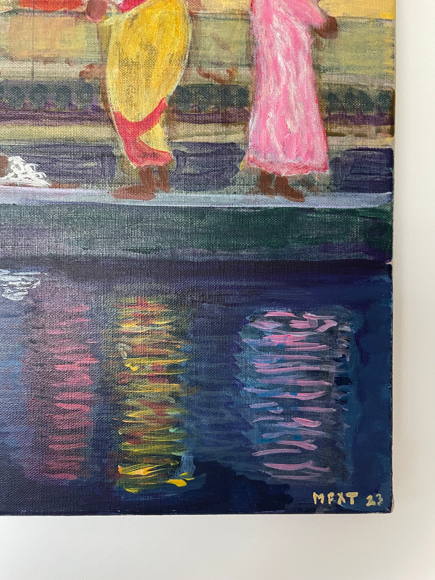 Vie indienne - Bénarès, lavandières sur les ghats