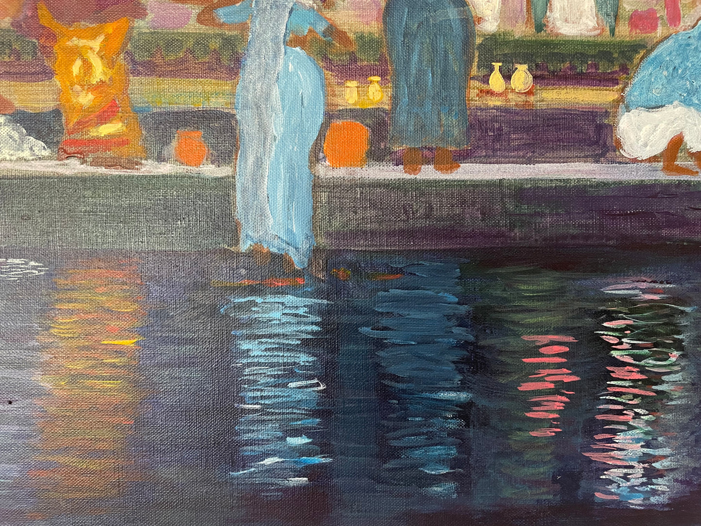 Vie indienne - Bénarès, lavandières sur les ghats