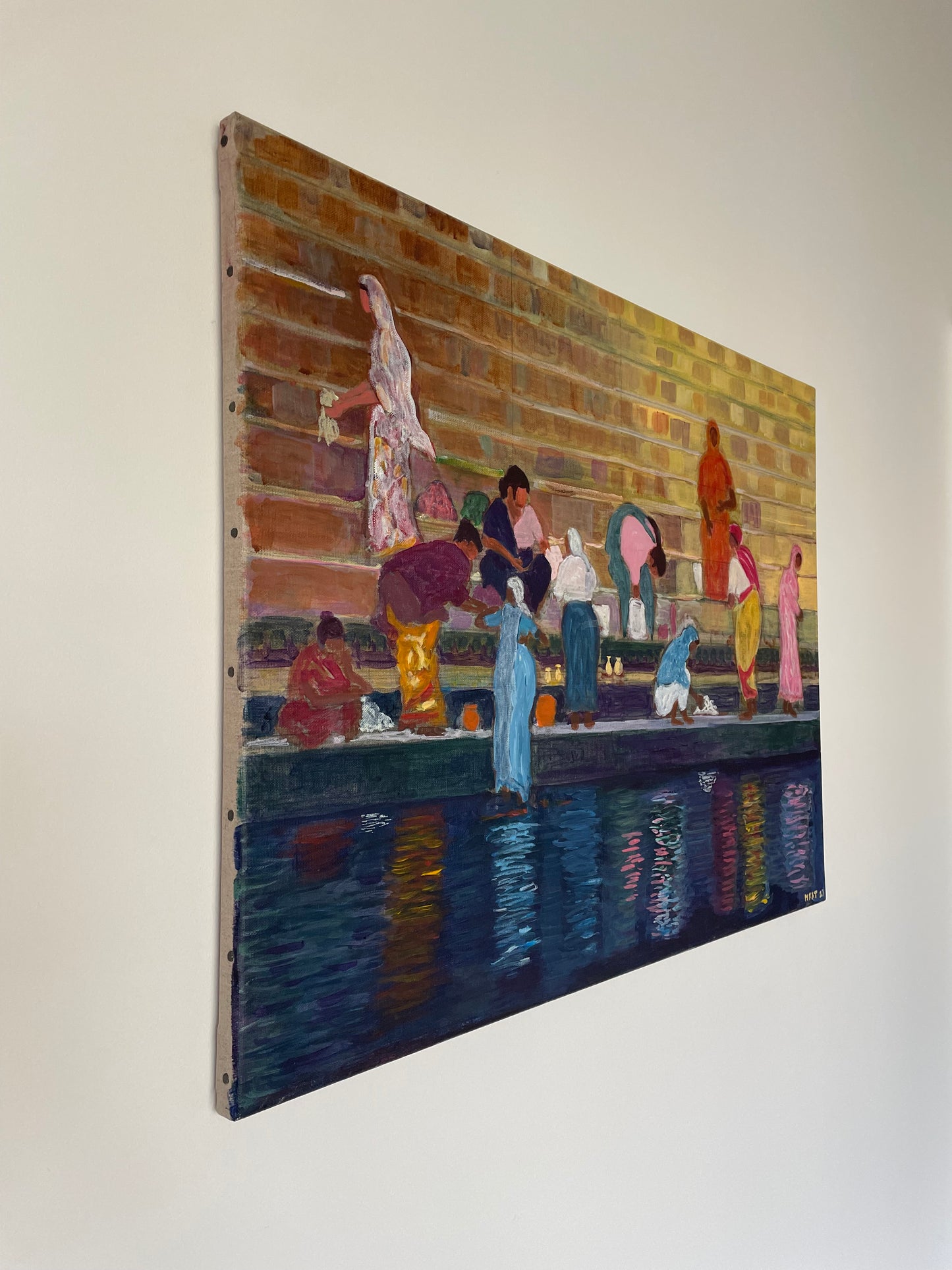 Vie indienne - Bénarès, lavandières sur les ghats