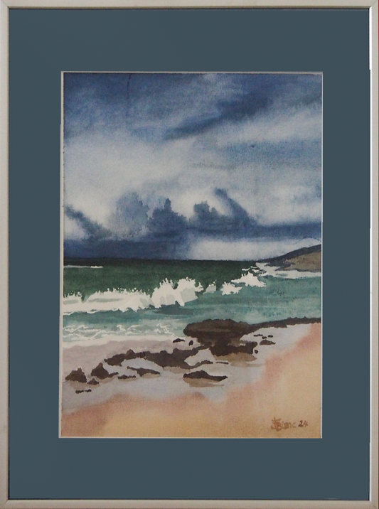 Seaside under a stormy sky