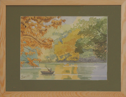 Boat on a pond in autumn