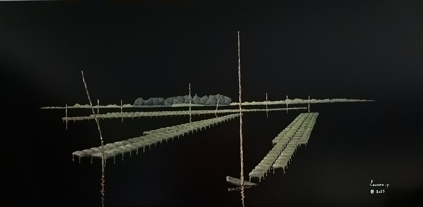 Parcs ostréicoles devant l'île Berder