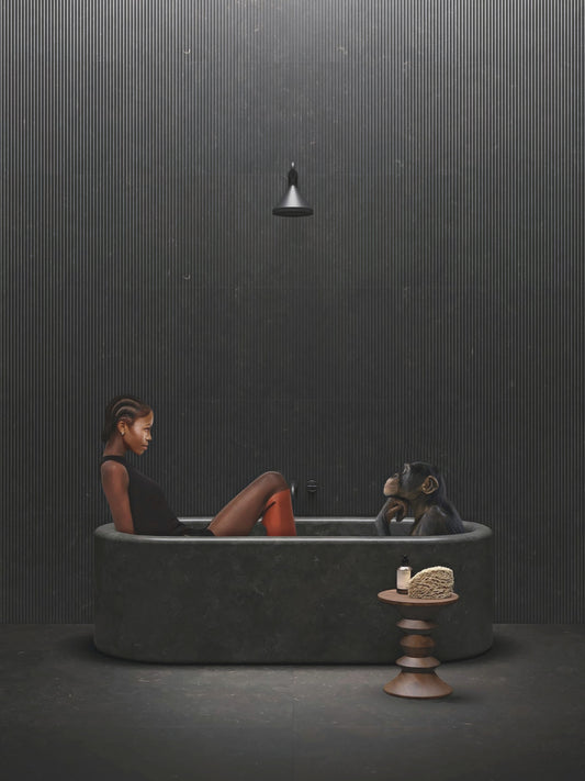 Lucie and I in the bathtub