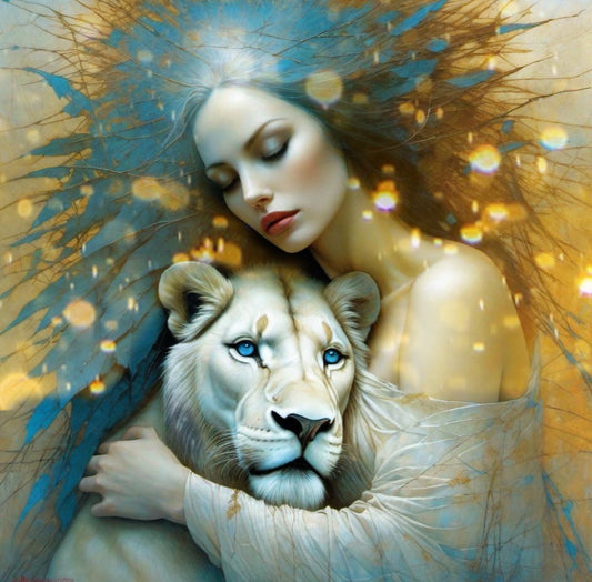 Woman with lion 1