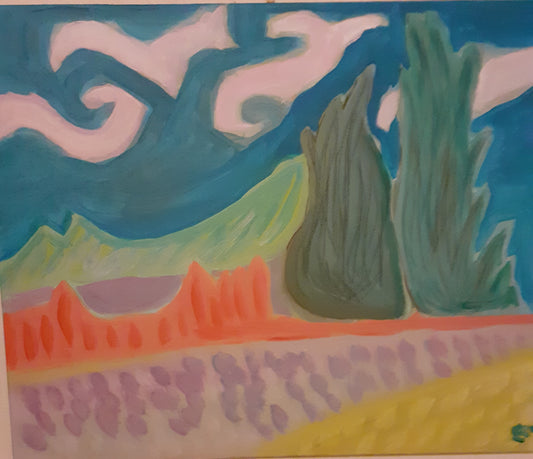 Cyprès un jour de mistral